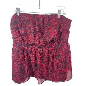 Lane Bryant animal print chiffon tube top red women’s size 18 smocked back